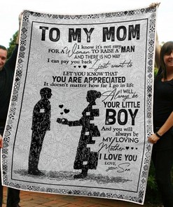 Raise a Boy with Love and Care – Personalized Fleece Blanket for Moms