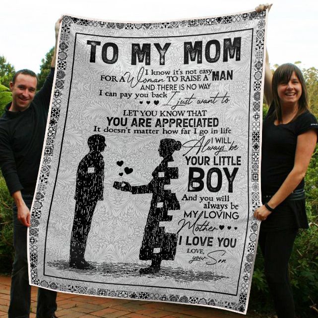 Raise a Boy with Love and Care – Personalized Fleece Blanket for Moms