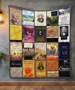 Ralph Waldo Emerson Books Quotes Collection Quilt Blanket, Great for Bookworms