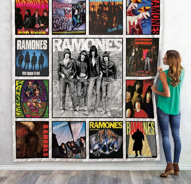 Ramones Albums Quilt Blanket New Arrival, Cozy Bed Set for Punk Rock Enthusiasts