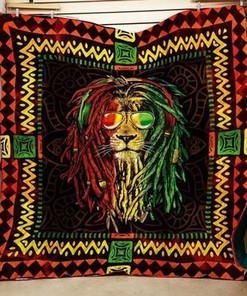 Rasta Lion Quilt Bedding Set with Quotes for Lion Lovers
