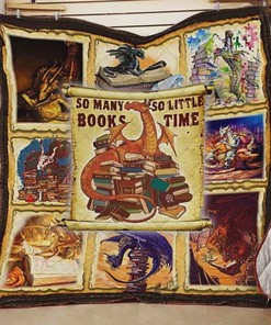 Reading Love Book and Dragon Quilt Bedding Set - For Those Who Love Books and Fantasy Creatures