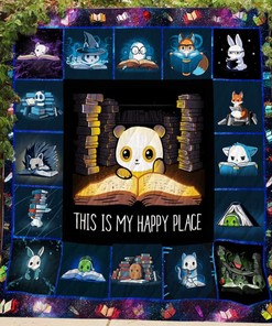 Reading This Is My Happy Place Quilt Blanket Great Customized Gifts For Birthday Christmas