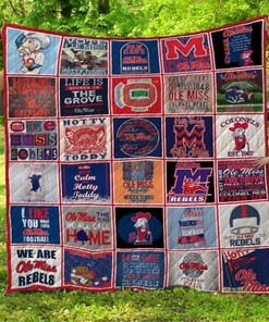 Rebels Combined Ole Miss Ncaa Quilt Bedding Set with Collected Quilt Blanket