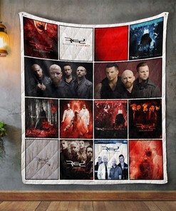Red Album Covers Quilt Bedding Set Vintage with Quilt Blanket