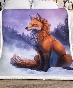 Red Fox In Winter Premium Comfy Sofa Quilt Bedding Set for Animal Lovers