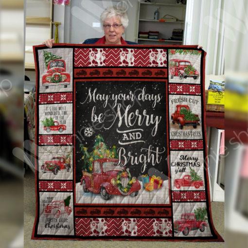 Red Truck Christmas Quilt Bedding Set to Add Some Christmas Vibes To Your Bedroom