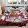 Red Truck With Puppies Christmas Gift Quilt Blanket - Get Cozy this Holiday Season