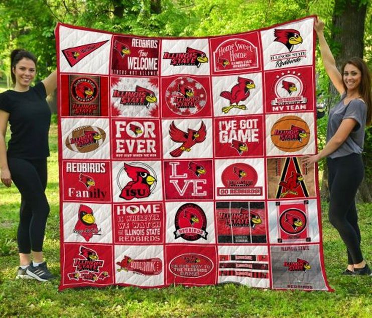 Redbirds Family Ncaa Illinois State Redbirds Quilt Bedding Set with Collected Love Quilt Blanket