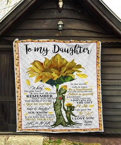 Remember to Be Awesome Sunflower Quilt Blanket for Daughter - Inspirational and Uplifting Gift from Mom to Daughter
