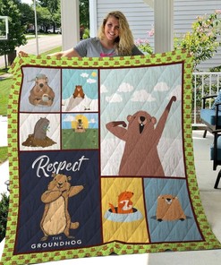 Respect The Groundhog Customized Quilt Blanket with Keywords