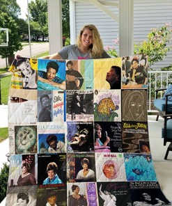 Retro Ella Fitzgerald Quilt Blanket with Vintage Jazz Artwork