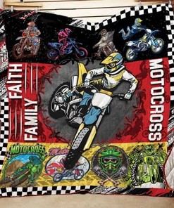 Rev Up Your Dreams With Faith Family Motocross Quilt Blanket