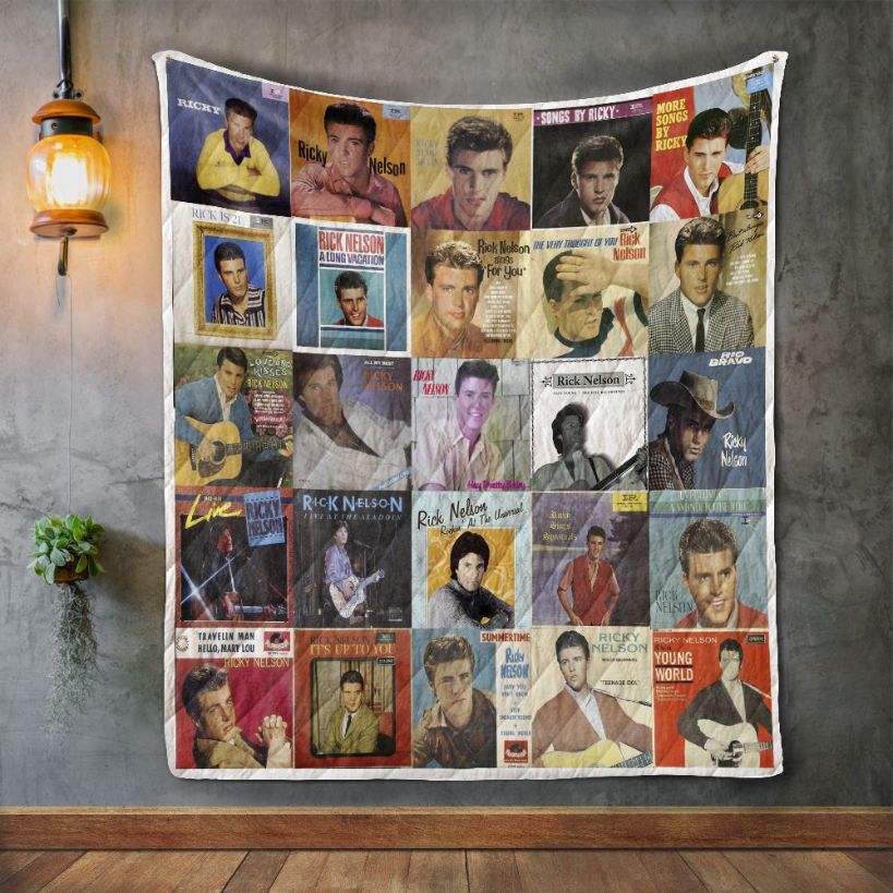 Ricky Nelson Album Covers Quilt Bedding Set for Music Collectors