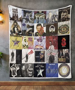 Ringo Starr Style 2: Quilt Bedding Set with Fleece Blanket and Beatles quotes