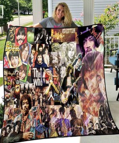Rock Music Band: Quilt Bedding Set with Fleece Blanket for Music Lovers