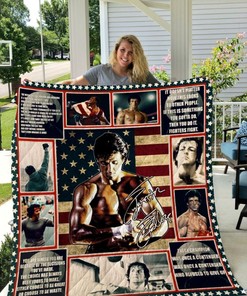 Rocky IV Quilt Blanket with Inspiring Quote