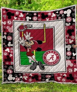 Roll Tide with Mickey Alabama Crimson Tide Quilt Blanket - Soft and Comfy