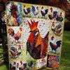 Rooster Chicken Picture Art Collection Quilt Blanket for Farmhouse Decor