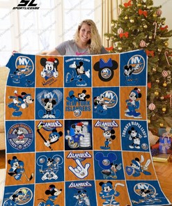 Root for NY Islanders with Mickey Mouse Quilt Blanket - Cozy and Snuggly