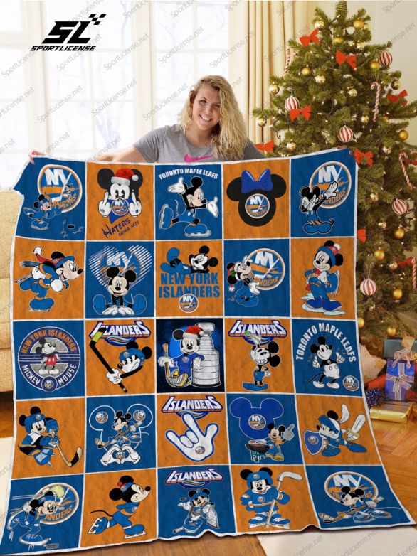 Root for NY Islanders with Mickey Mouse Quilt Blanket - Cozy and Snuggly