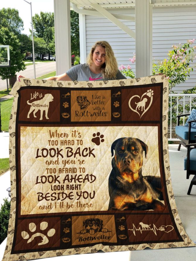Rottweiler Dog Theme Quilt Blanket - I'll Be There For You Rottweiler Blanket