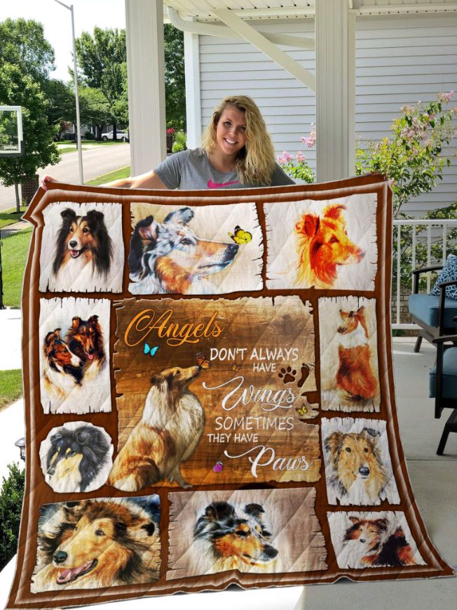 Rough Collie Angels Paws Quilt Bedding Set for Dog Lovers