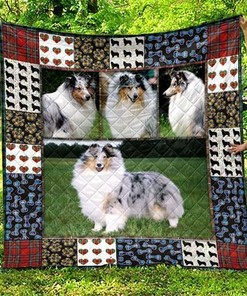 Rough Collie Dog Themed Cute Quilt Bedding Set with Keywords