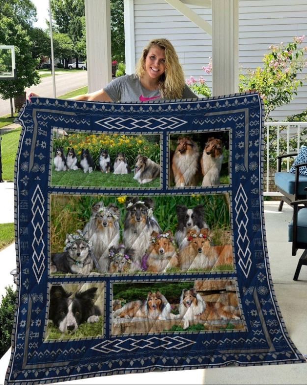Rough Collie In The Garden Customized Quilt Blanket for Dog Lovers