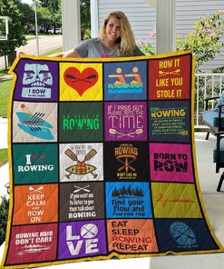 Rowing Keep Calm And Row On Quilt Bedding Set for Athletes