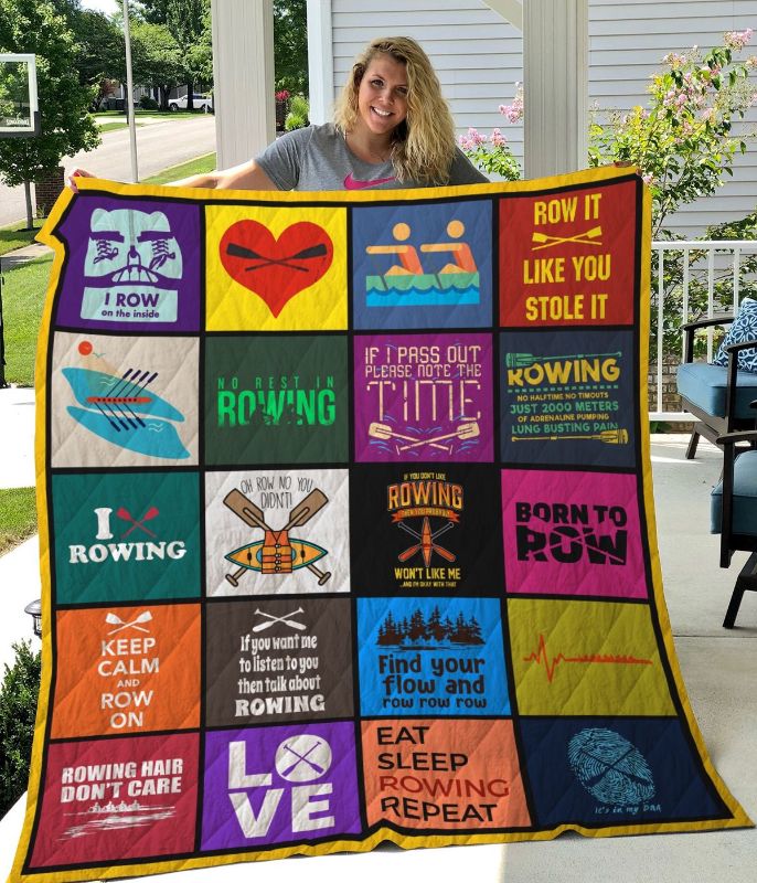 Rowing Keep Calm And Row On Quilt Bedding Set for Athletes