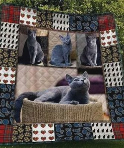 Russian Blue Cat Cute Quilt Blanket - Add this Adorable Throw Blanket to Your Quilt Bedding Set Collection