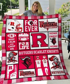 Rutgers Scarlet Knights V1 Quilt Blanket with College Sports Theme
