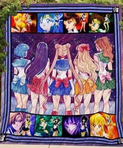 Sailor Moon Squad Anime Quilt Blanket with Quotes for Girls