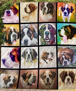 Saint Bernard Picture Collection Quilt Bedding Set for Dog Lovers