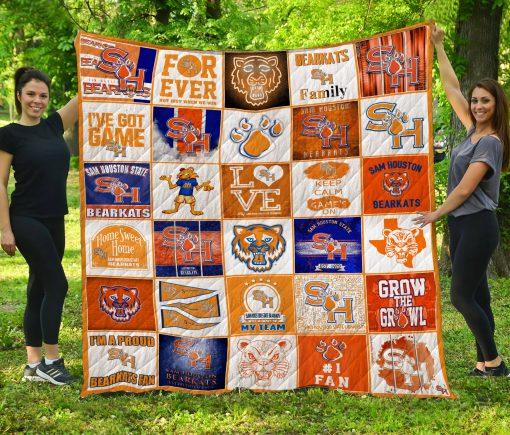 Sam Houston State Bearkats Shsb: Quilt Bedding Set with Fleece Blanket for SHSB Fans