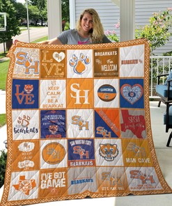 Sam Houston State Bearkats Vintage Quilt Bedding Set with Collected Ncaa Blanket
