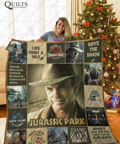 Sam Neil Jurassic Park Ver Collection Quilt Blanket with Dinosaur Adventure Theme