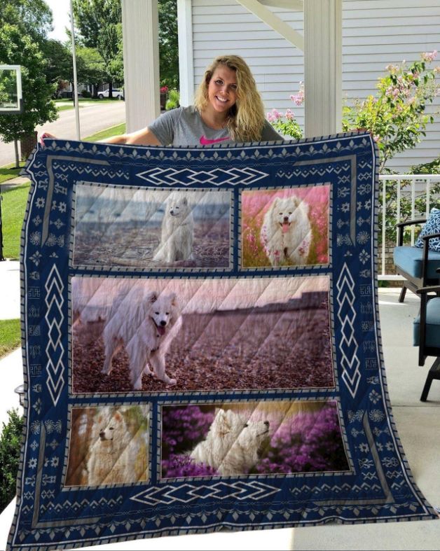 Samoyed Dog Pattern Quilt Bedding Set for Dog Lovers