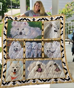 Samoyed Friends Quilt Blanket Great Customized Quilt Gifts For Birthday Christmas Thanksgiving with Adorable Dog Pattern