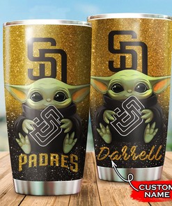 San Diego Padres Baby Yoda Custom Name Tumbler - Perfect Tumbler Gift for Fans