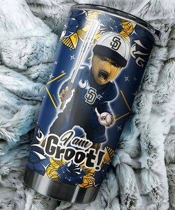 San Diego Padres MLB Tumbler with I Am Groot Design for Baseball Fans and MLB Logo