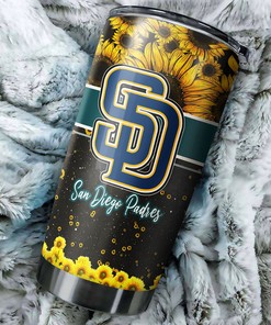 San Diego Padres MLB Tumbler with beautiful sunflower and custom MLB logo