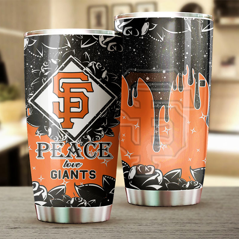 San Francisco Giants MLB Tumbler spreading peace and love with custom MLB logo - Image 2