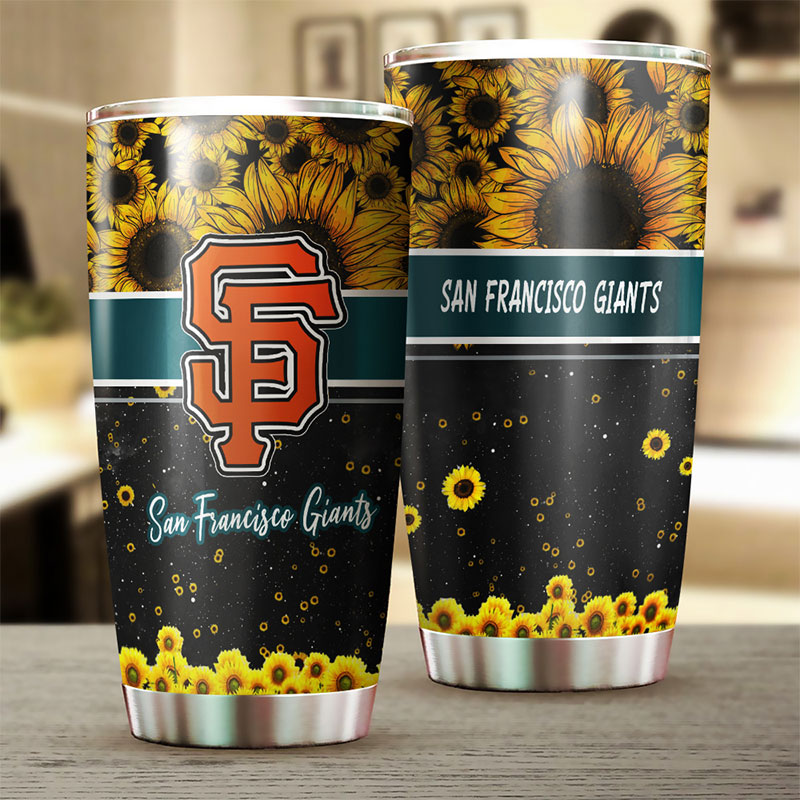 San Francisco Giants MLB Tumbler with Beautiful Sunflower Design and MLB Logo - Image 2
