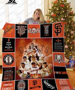 San Francisco Giants fans! Check out this Christmas quilt blanket