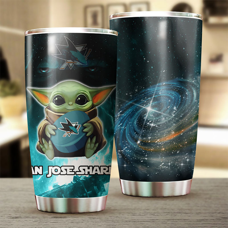 San Jose Sharks NHL Tumbler - Baby Yoda Design Tumbler for NHL Fans - Image 2