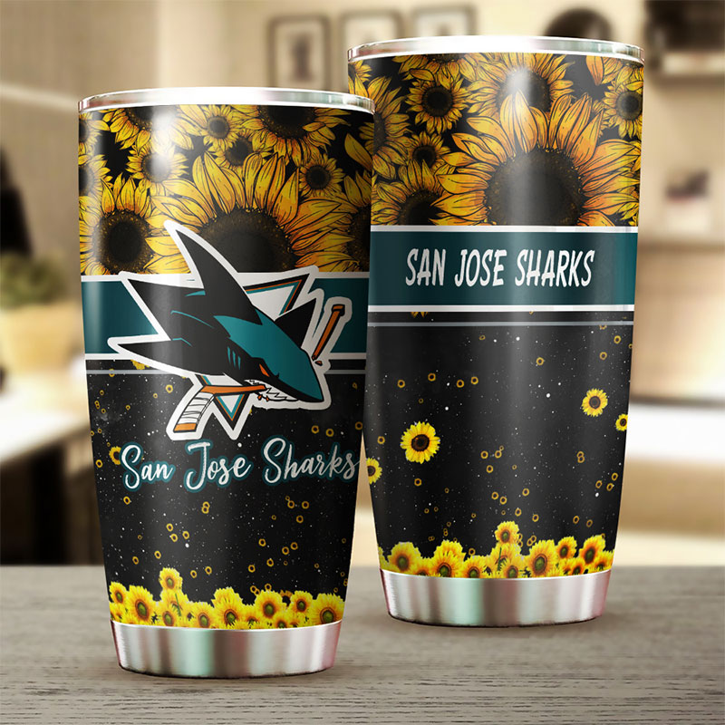 San Jose Sharks NHL Tumbler - Beautiful Sunflower Design Tumbler - Image 2