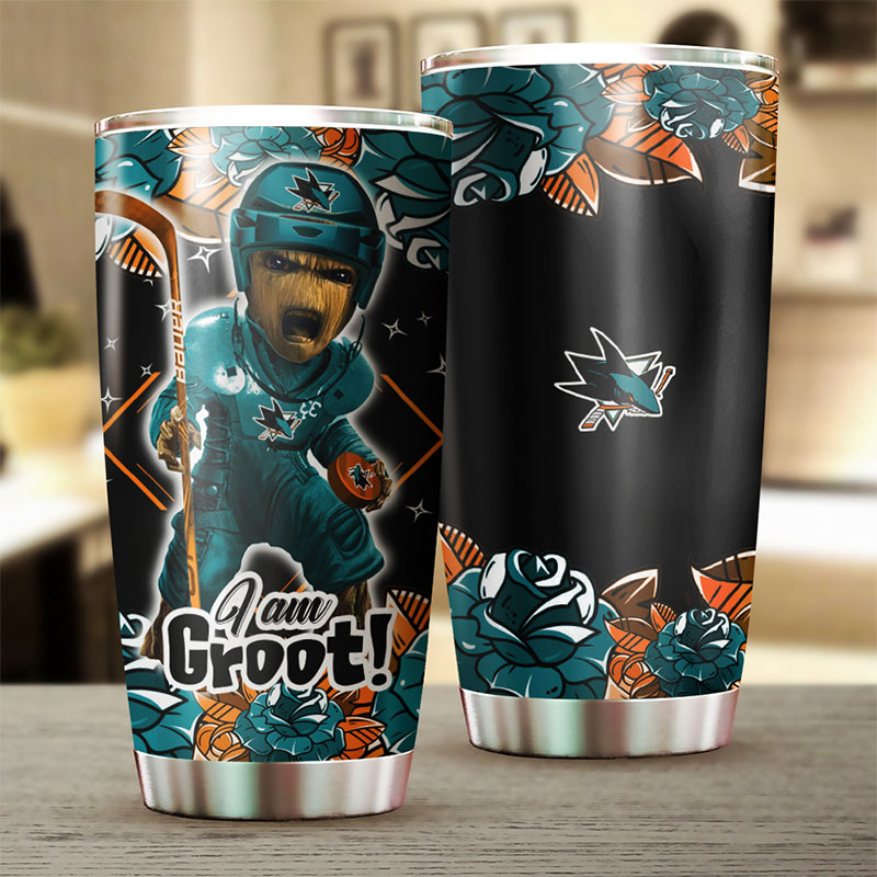 San Jose Sharks NHL Tumbler - I Am Groot Tumbler with Whimsical Quote - G Fanatics - Image 2