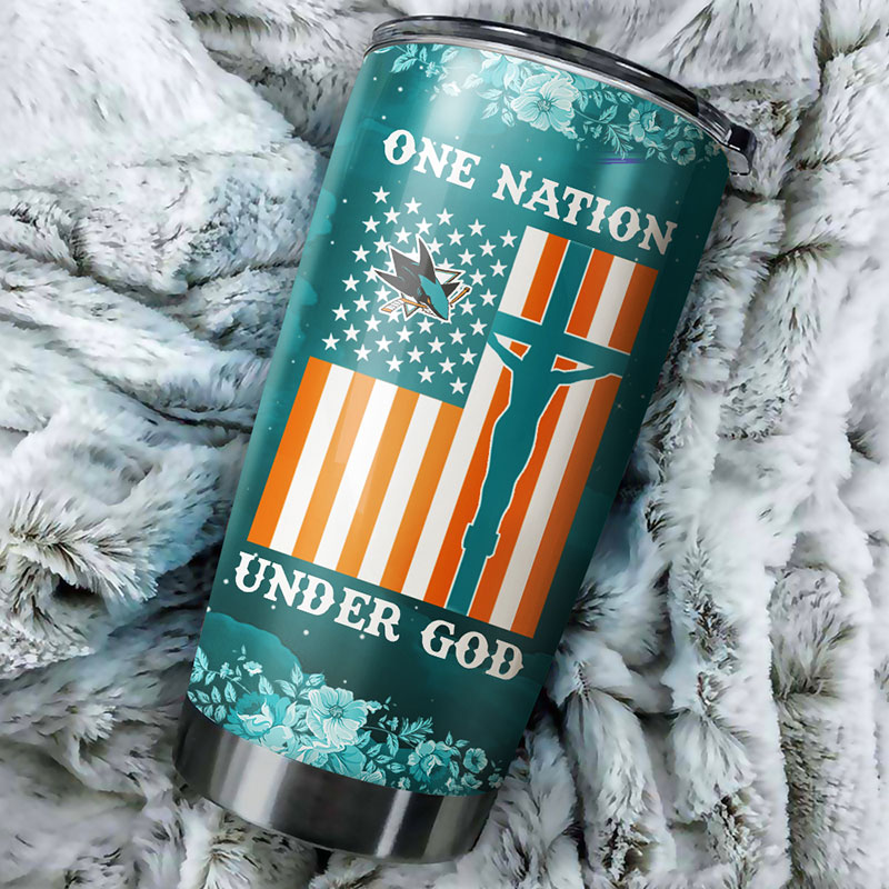 San Jose Sharks NHL Tumbler - One Nation Under God, Indivisible, and Ready to Drink